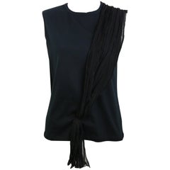 Dior Black Tank Top With Silk Wrap Details 