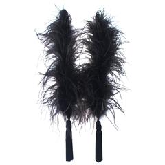 ELIZABETH MASON COUTURE Black Ostrich Tassel Boa 5
