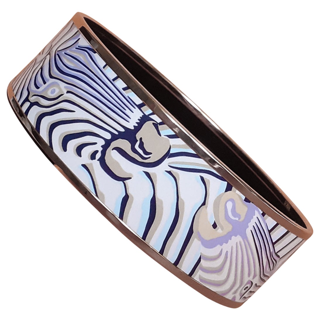 Hermès Enamel Bracelet Droles de Zebres Lilas Rose Ghw Size 70 GM For Sale