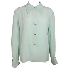 Chanel Mint Silk Pullover Shirt