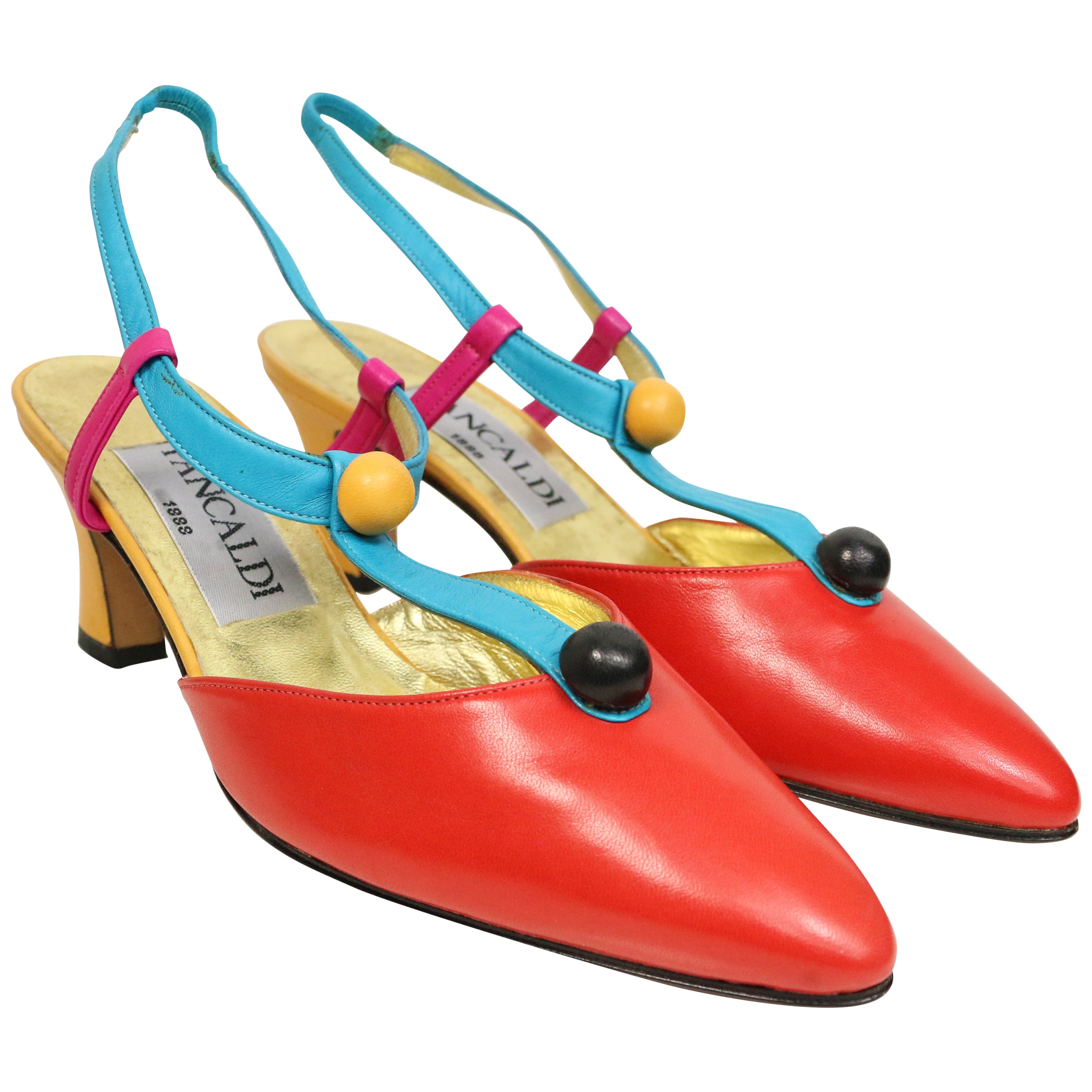 Pancaldi Colour Blocked Leather Slingback Shoes For Sale at 1stDibs |  pancaldi shoes, pancaldi boots