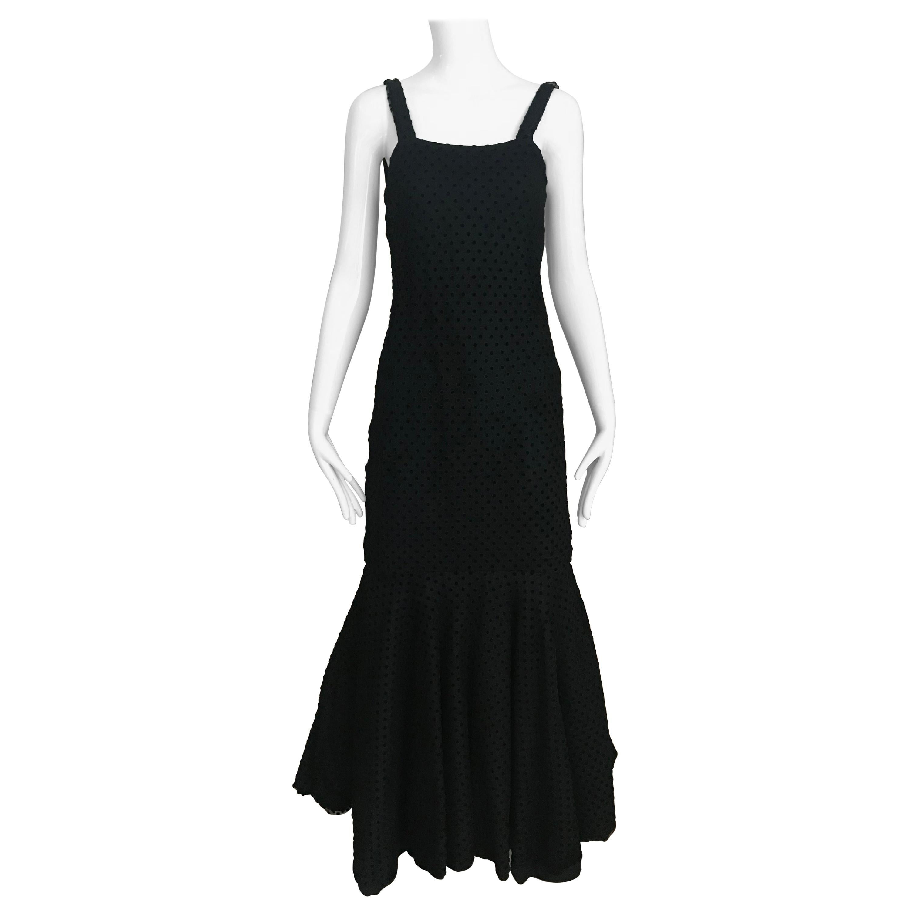 Christian Dior Black Net Dress with Velvet Dot Dress For Sale