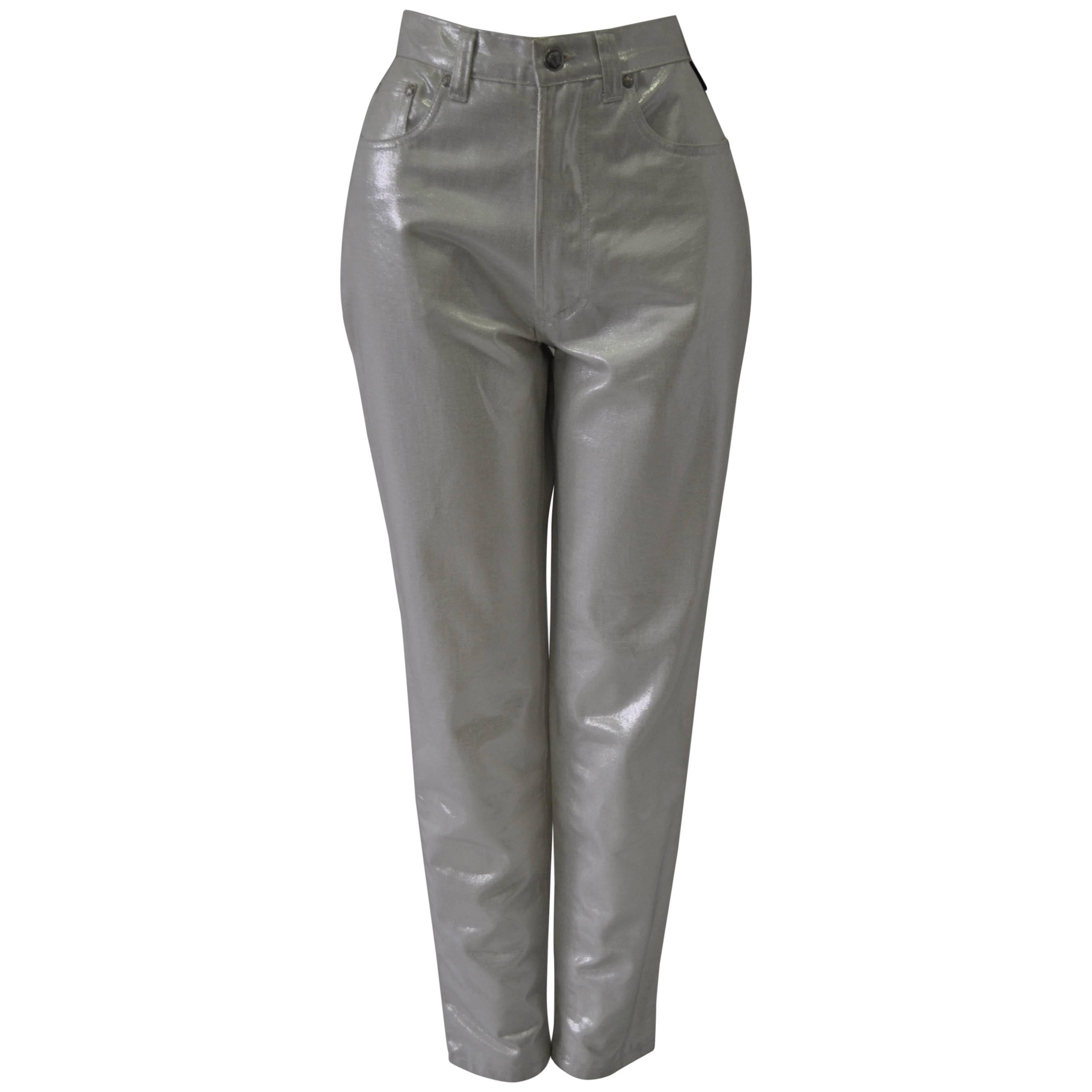 Ultra Rare Gianni Versace Jeans Signature Space Aged Silver Jeans For Sale  at 1stDibs | versace jeans signature ittierre