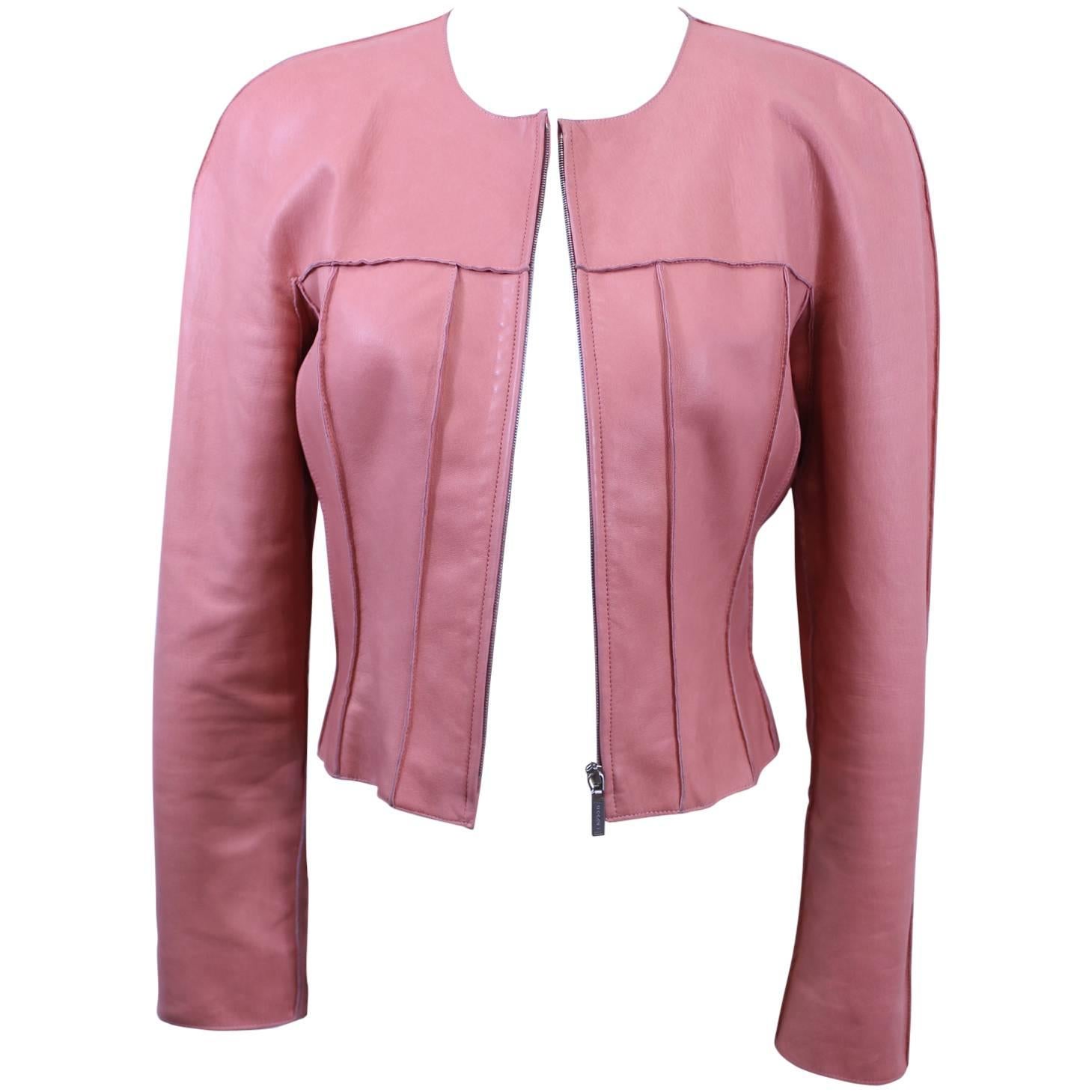 Chanel Pink Leather jacket Size 40
