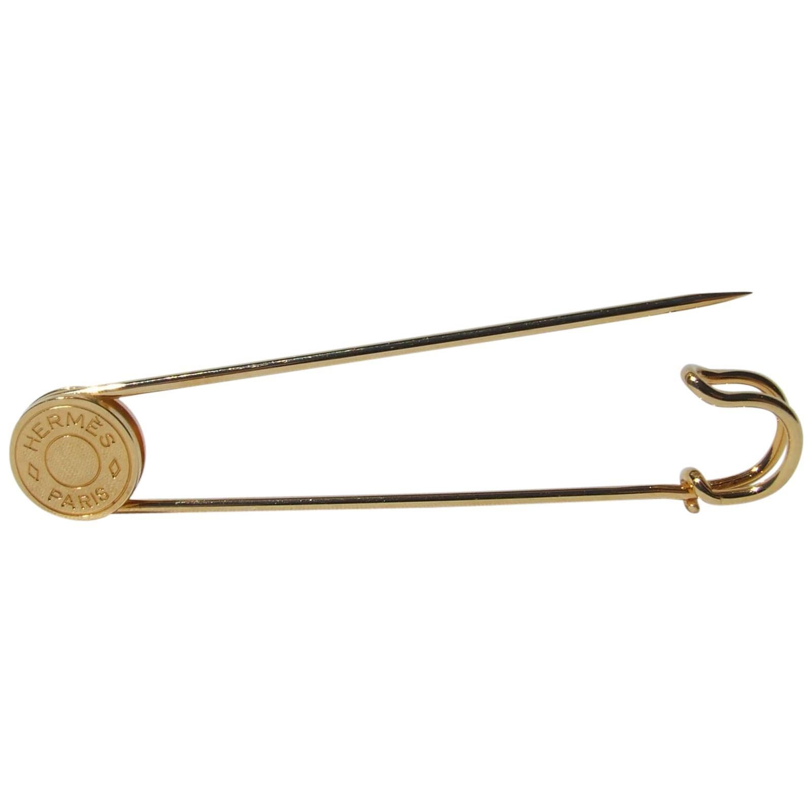 Hermes Golden Pin Brooch