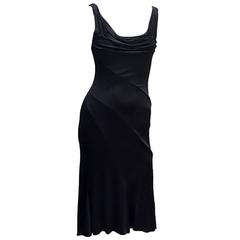 90s Gianni Versace  Vintage Black Silk Jersey Dress