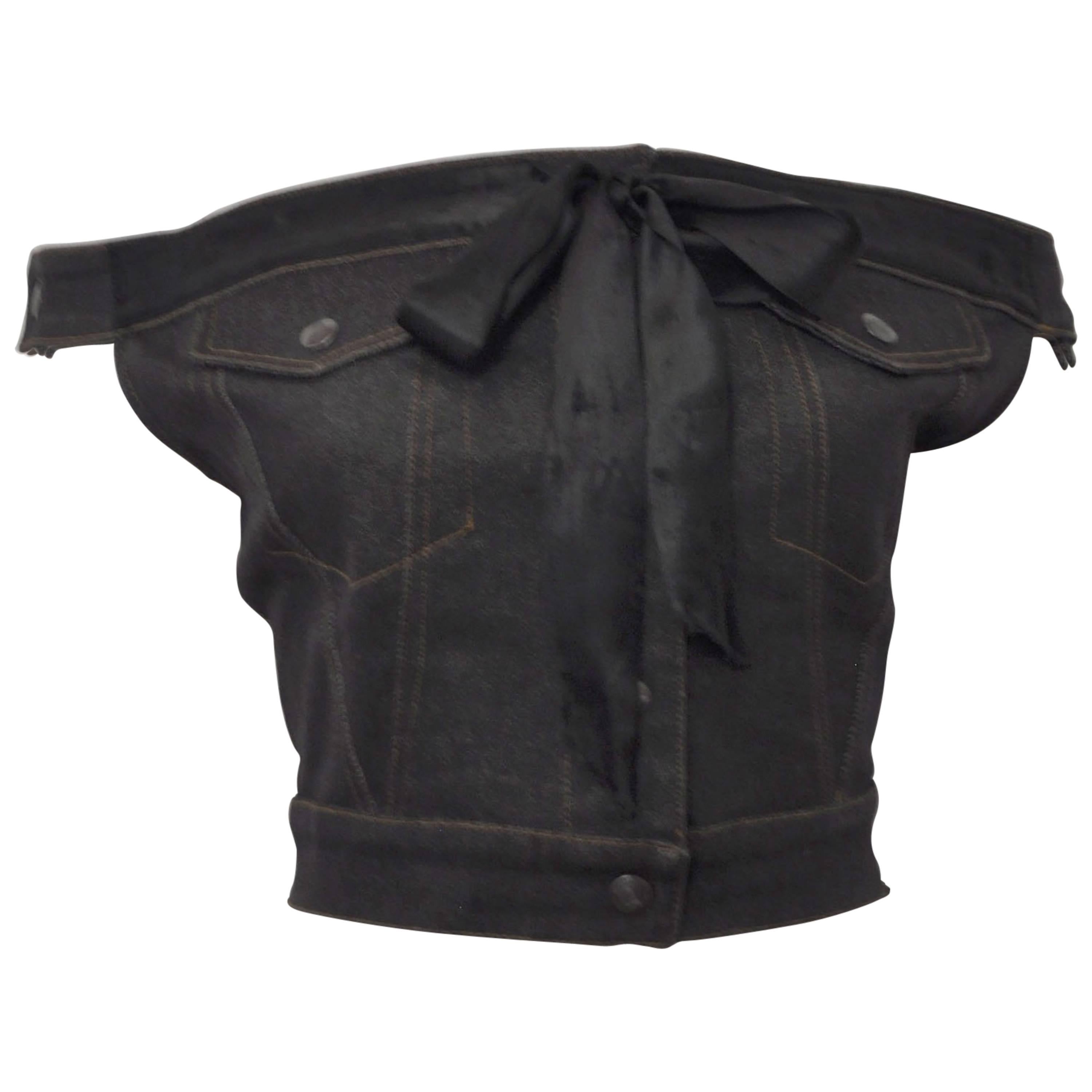 1987 Jean-Paul Gaultier Junior  deconstructed ‘Victorian Jean Jacket’ corset top