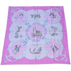 Hermes Silk Scarf Vintage Les Jouets Mobiles Moving Toys Pink 90 cm RARE 12