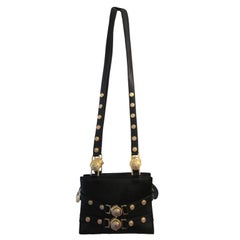 Gianni Versace Couture Black Gold Medusa Chain Mini bag 
