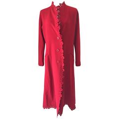 Stunning Long Wool Red Coat M.