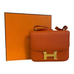 Hermes Constance Mini Epsom Orange And Gold