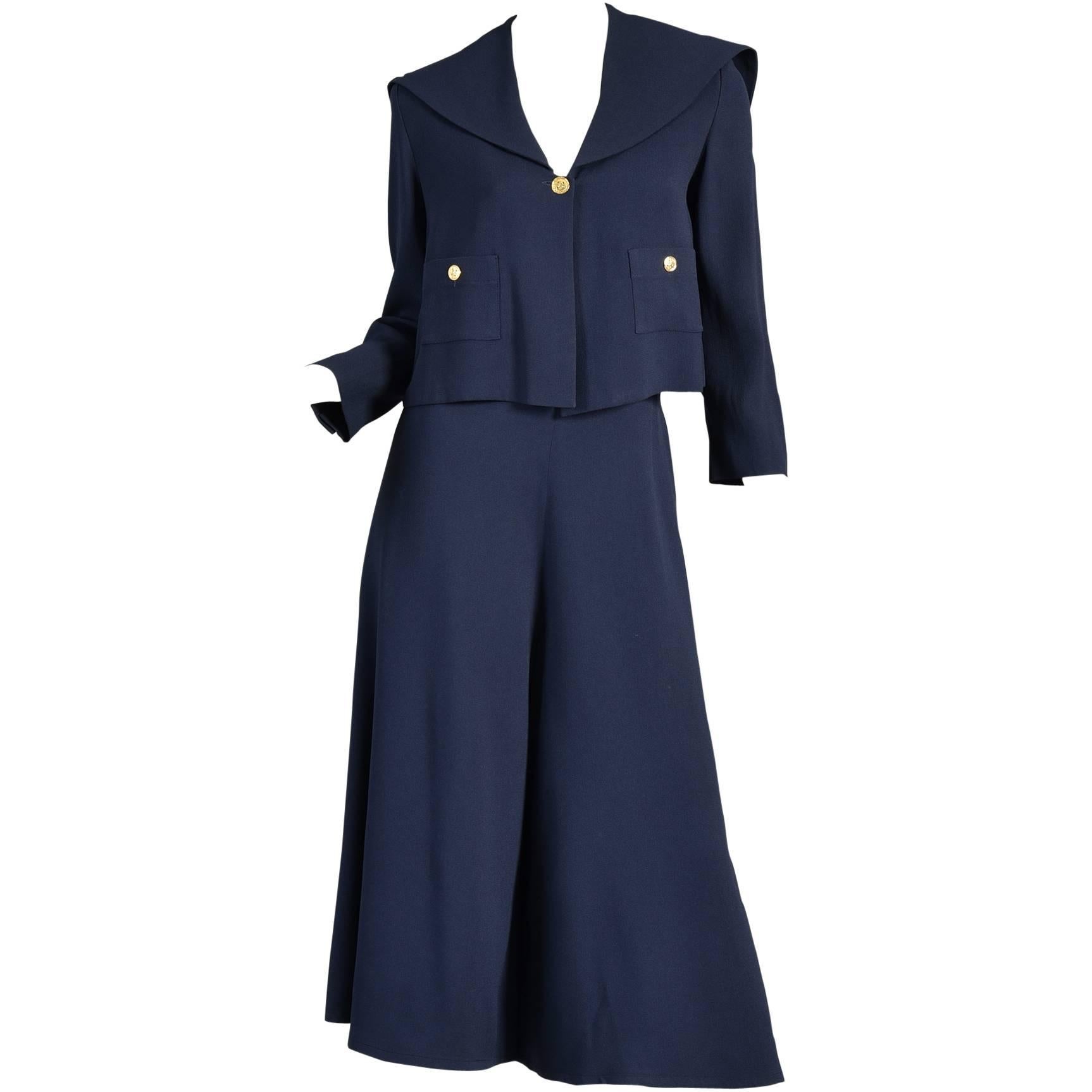 Sonia Rykiel Sailor Inspired Gaucho Pant Suit For Sale