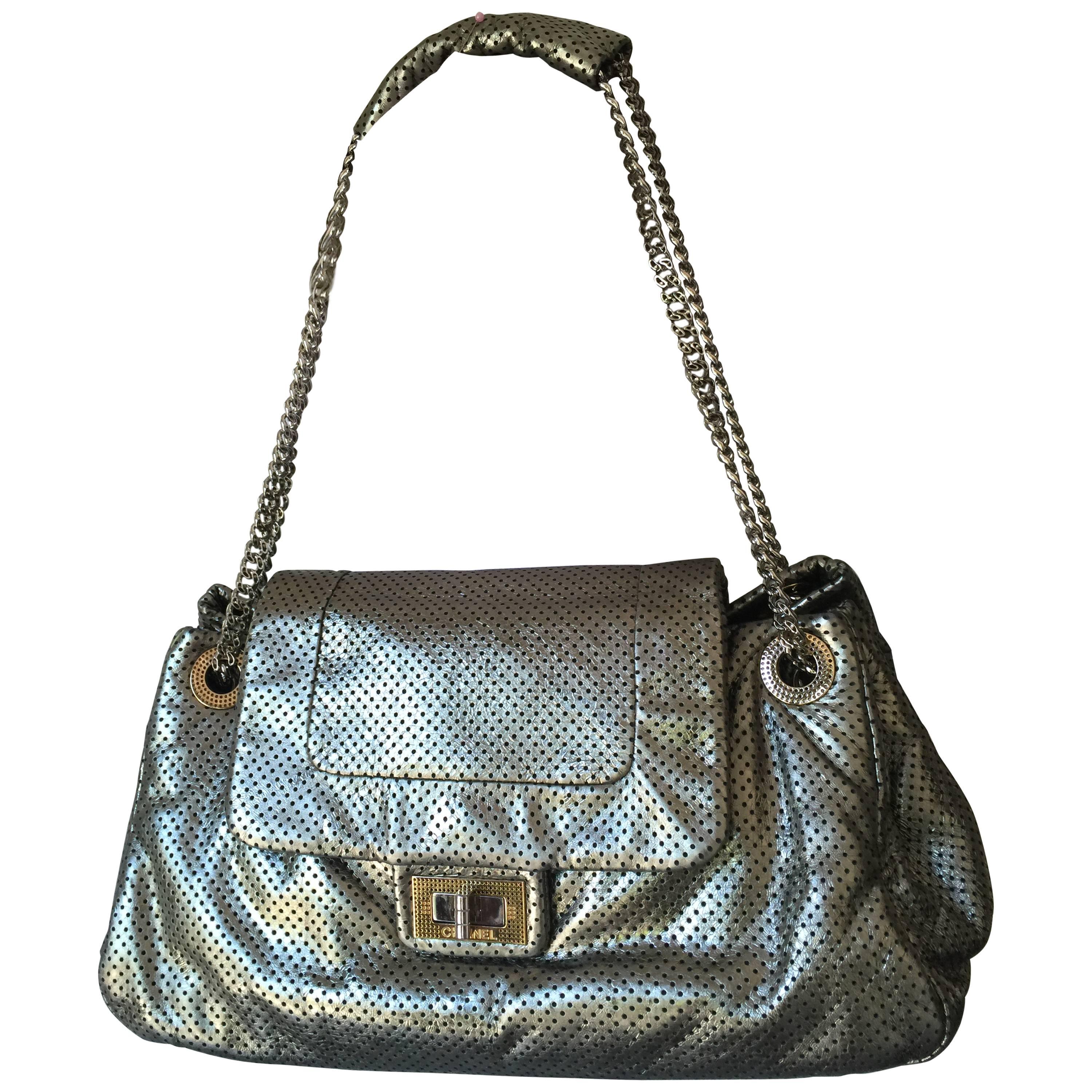 Chanel metallic perforated Flap bag