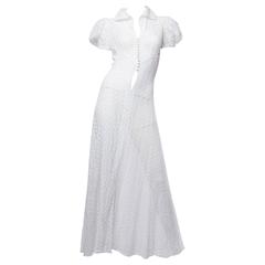Vintage 1930s Embroidered Cotton Lace Dress