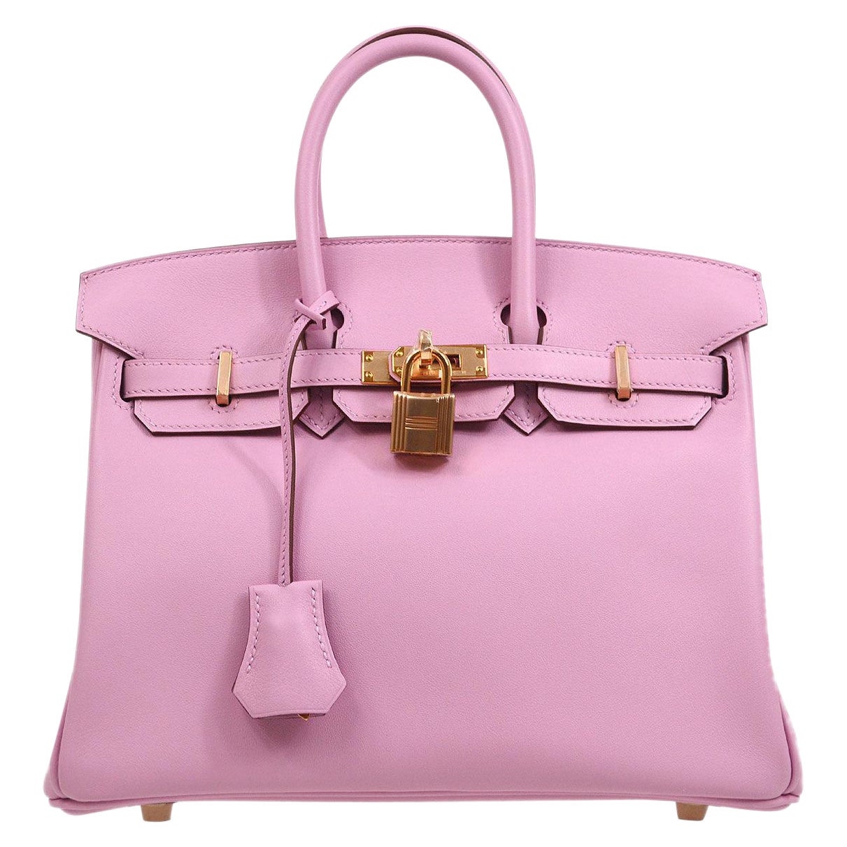 HERMES Birkin 25 Mauve Pink Purple Lavender Swift Gold Top Handle Bag
