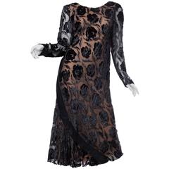 Late 1970s Stavropoulos Velvet and Lurex Burnout Dress 10