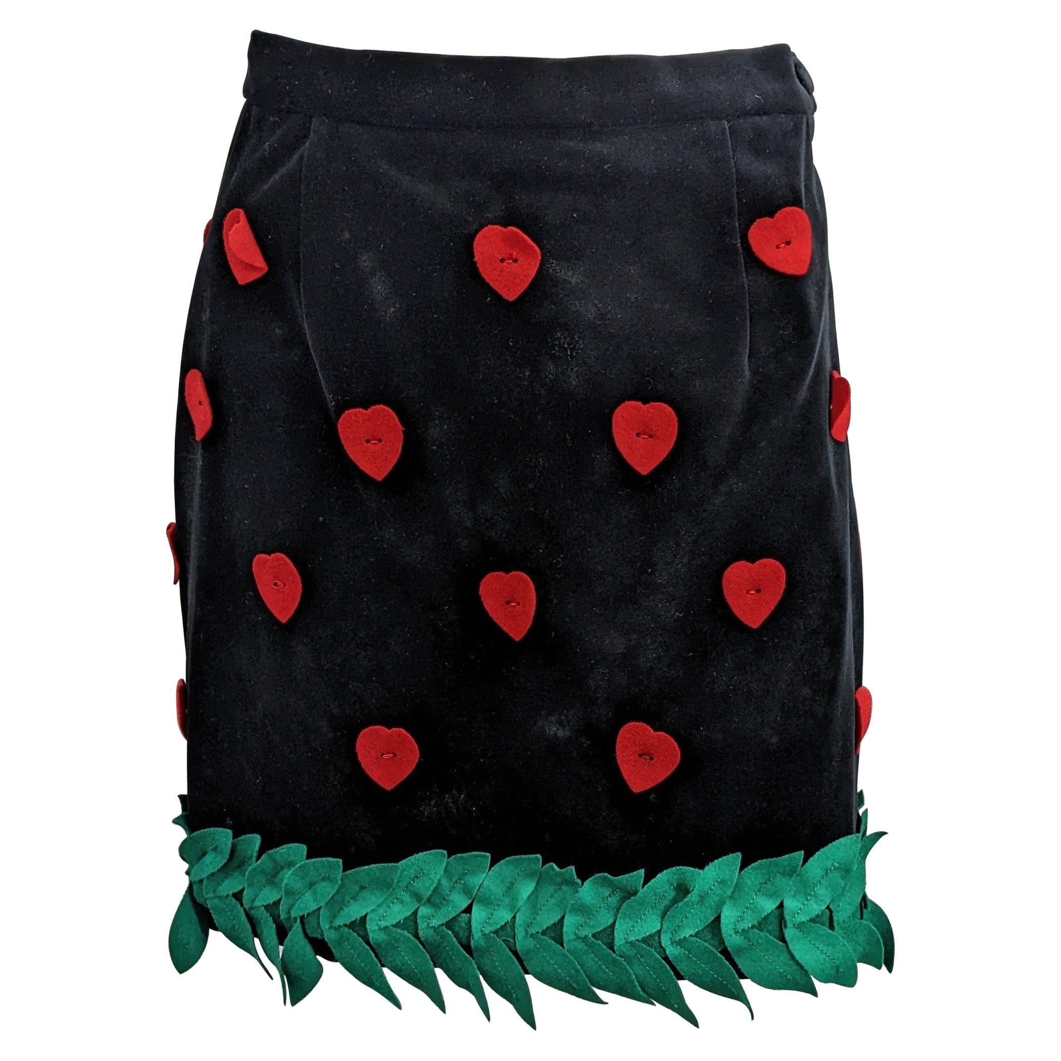 Moschino Festive Velvet Heart and Leaf Mini Skirt