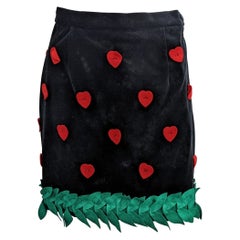Moschino Festive Velvet Heart and Leaf Mini Skirt