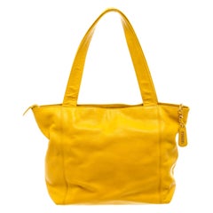 Chanel Yellow Leather Vintage CC Shoulder Bag