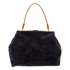 Mansur Gavriel Dark Blue Suede Soft Elegant Handbag