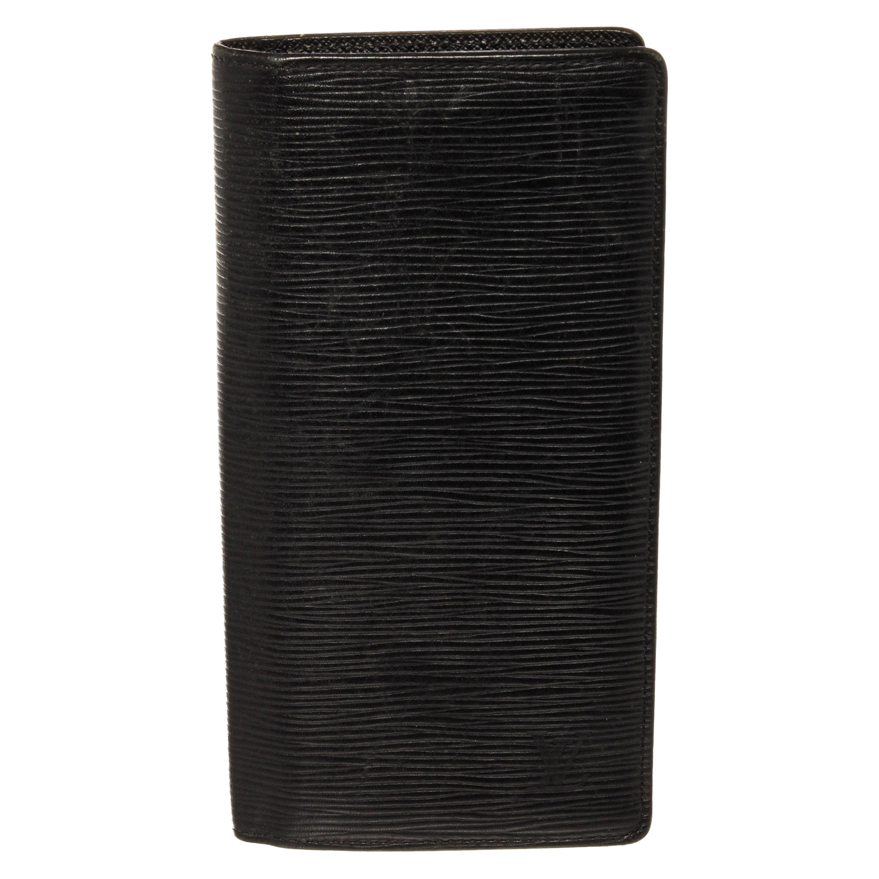 Louis Vuitton Black Epi Leather Brazza Wallet For Sale