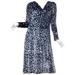 Richilene Velvet and Lurex Leopard Chiffon Dress