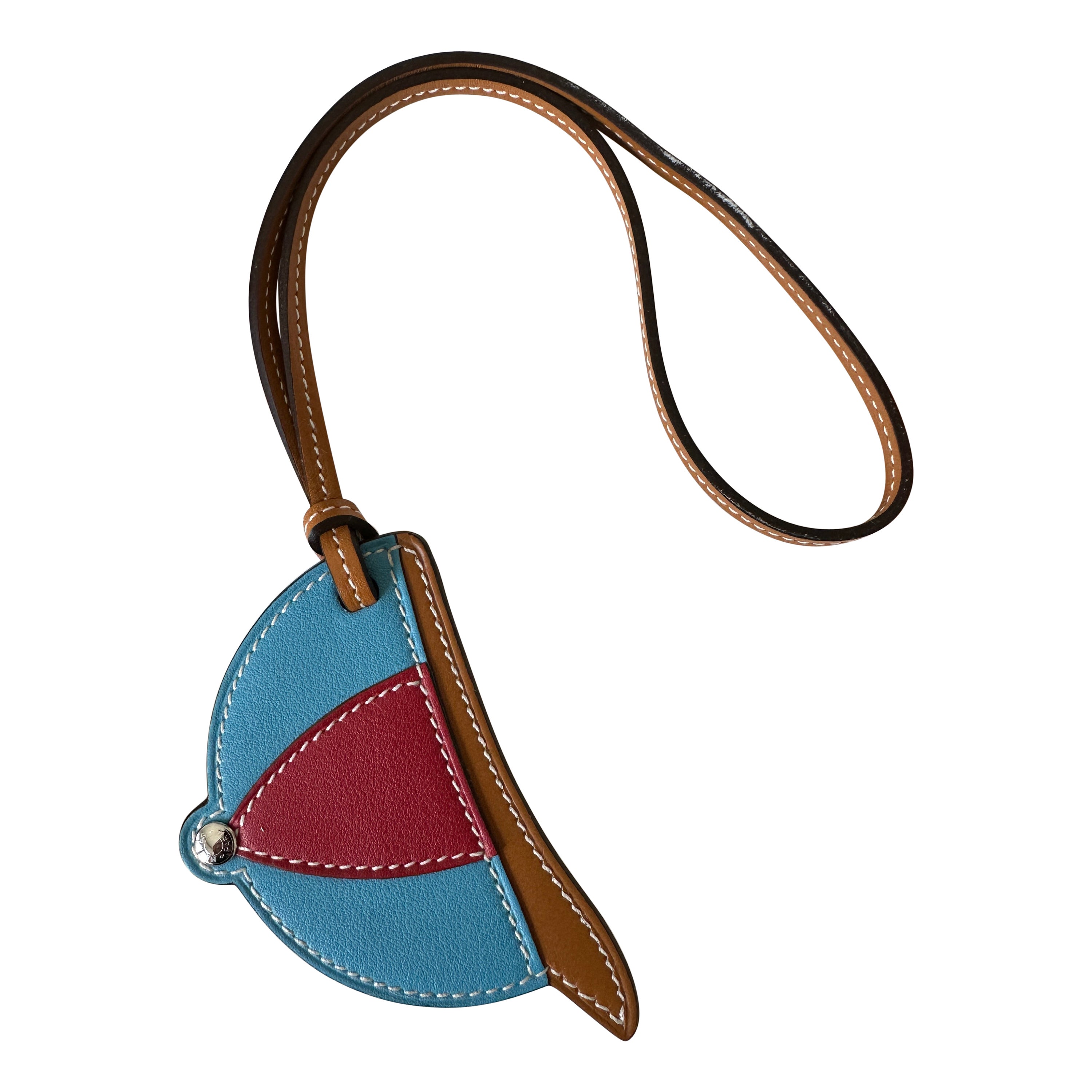 HERMES Paddock BOMBE (CAP) CHARM IN Rouge and Natural