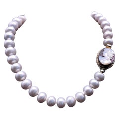A.Jeschel Timeless and elegant Freshwater Pearl and vintage Cameo necklace.