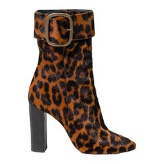 SAINT LAURENT Leopard Print Joplin Boots With Buckle