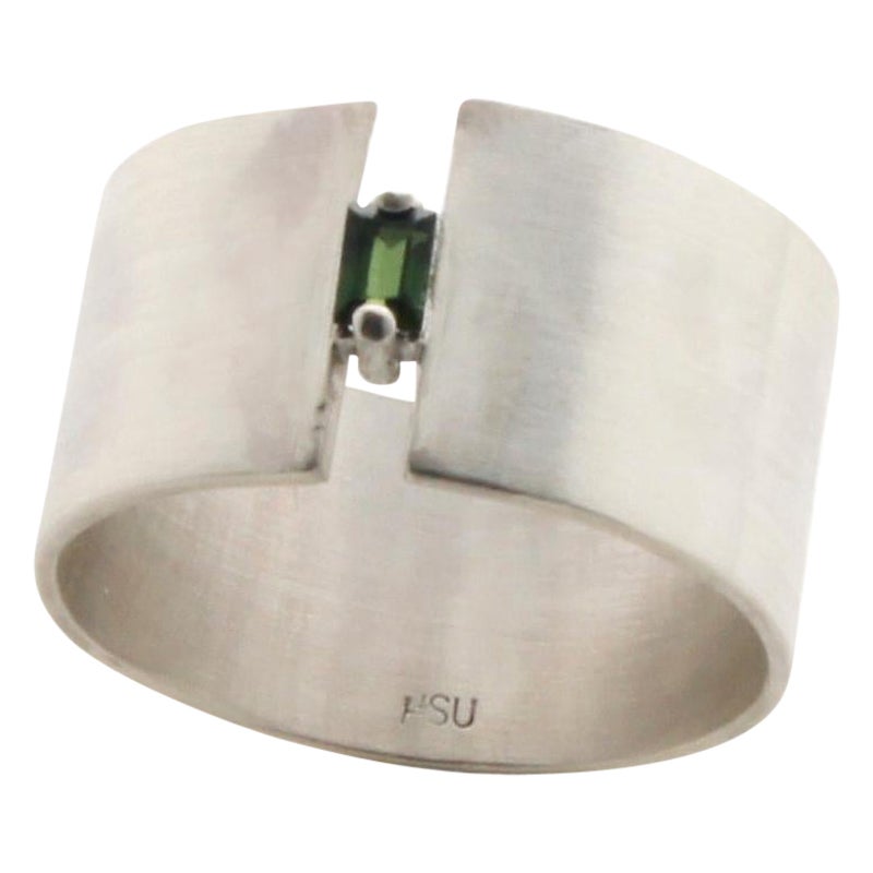 Tourmaline sterling silver Wide Ring (DCG)(W)