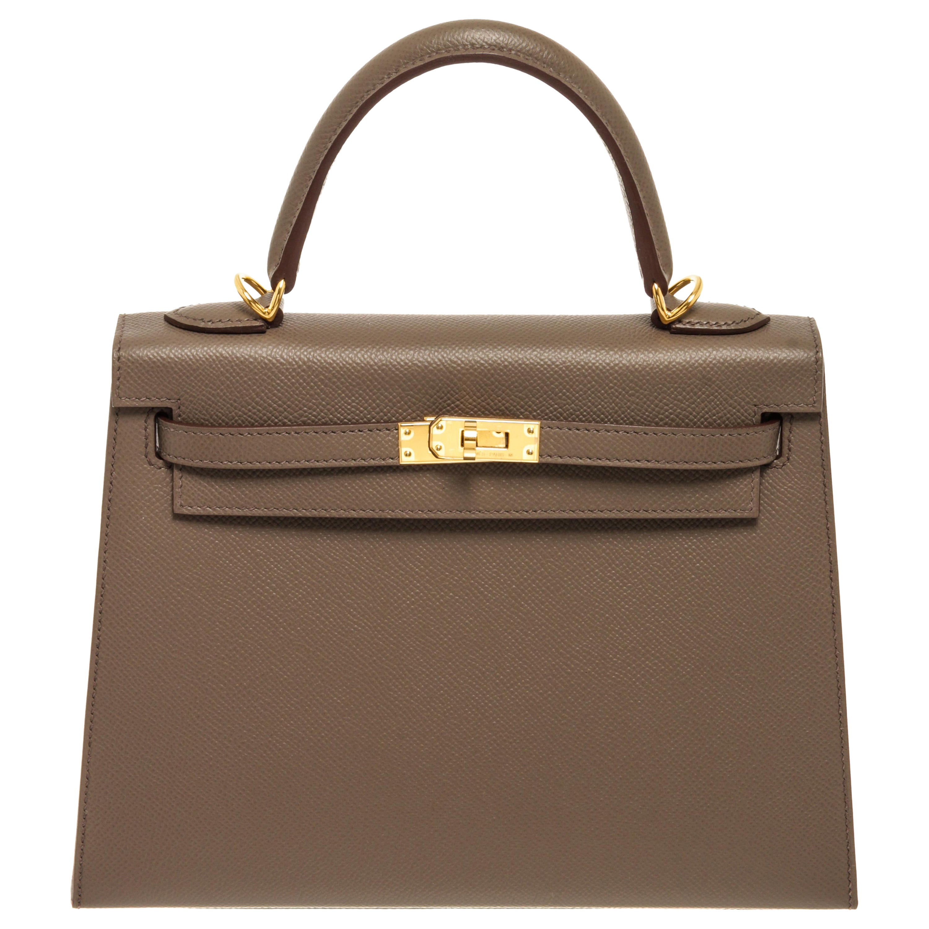 Hermes Kelly 25 cm Etain Leather GHW