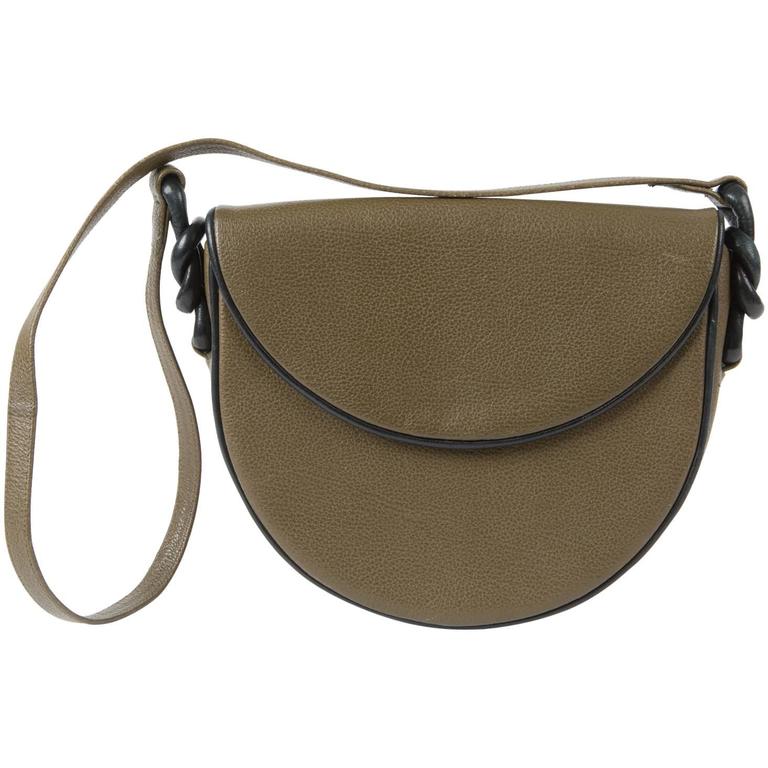 1980s Saint Laurent Khaki Leather Shoulder Bag For Sale at 1stdibs