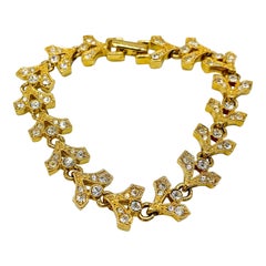 Vintage Napier Bracelet in in Gold Plated Metal and Crystal, 1980s