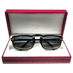 New Vintage Cartier Vertigo Gold and Black 54MM Sunglasses France, 1991