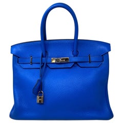 Hermes Blue Hydra Birkin 35 Bag 