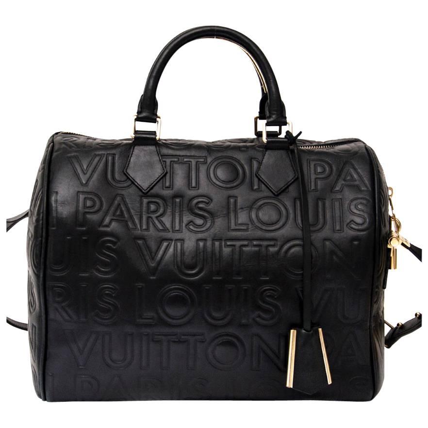 Louis Vuitton Limited Edition Black Embossed Leather Speedy Cube Bag