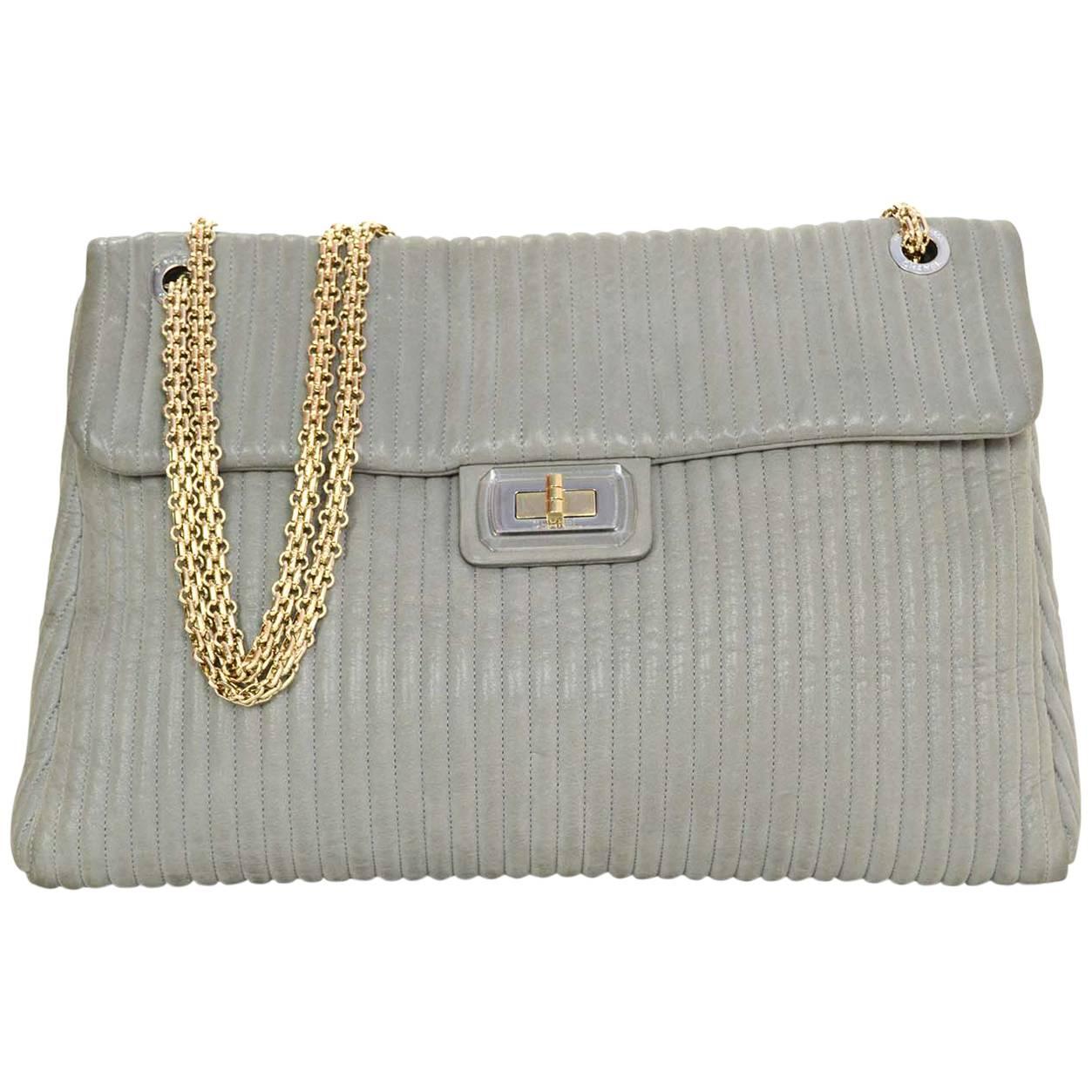 Chanel Reissue Grey Iridescent Quilted Leather Flap Bag GHW