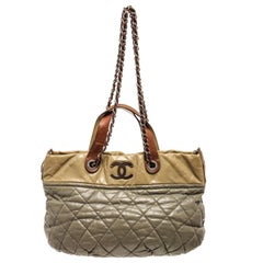 Chanel Grey Crinkled Calfskin Leather CC Tote Bag