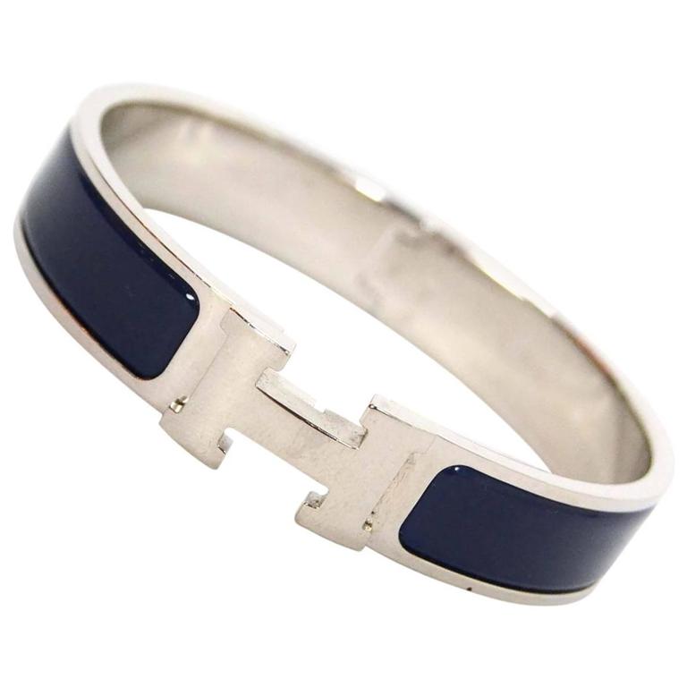 Hermes Navy and Palladium Narrow H Clic Clac Bracelet sz PM For Sale at  1stDibs | hermes clic h bracelet navy blue, navy hermes bracelet, hermes  navy bracelet