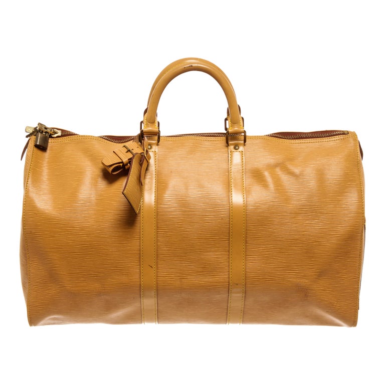 Louis Vuitton Yellow Epi Leather Keepall 50 cm Duffle Luggage Bag