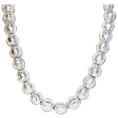 Chanel 2000 Clear Bead & Silver Foil Necklace