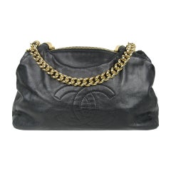 Chanel Black Lambskin Gold Chain Handbag 