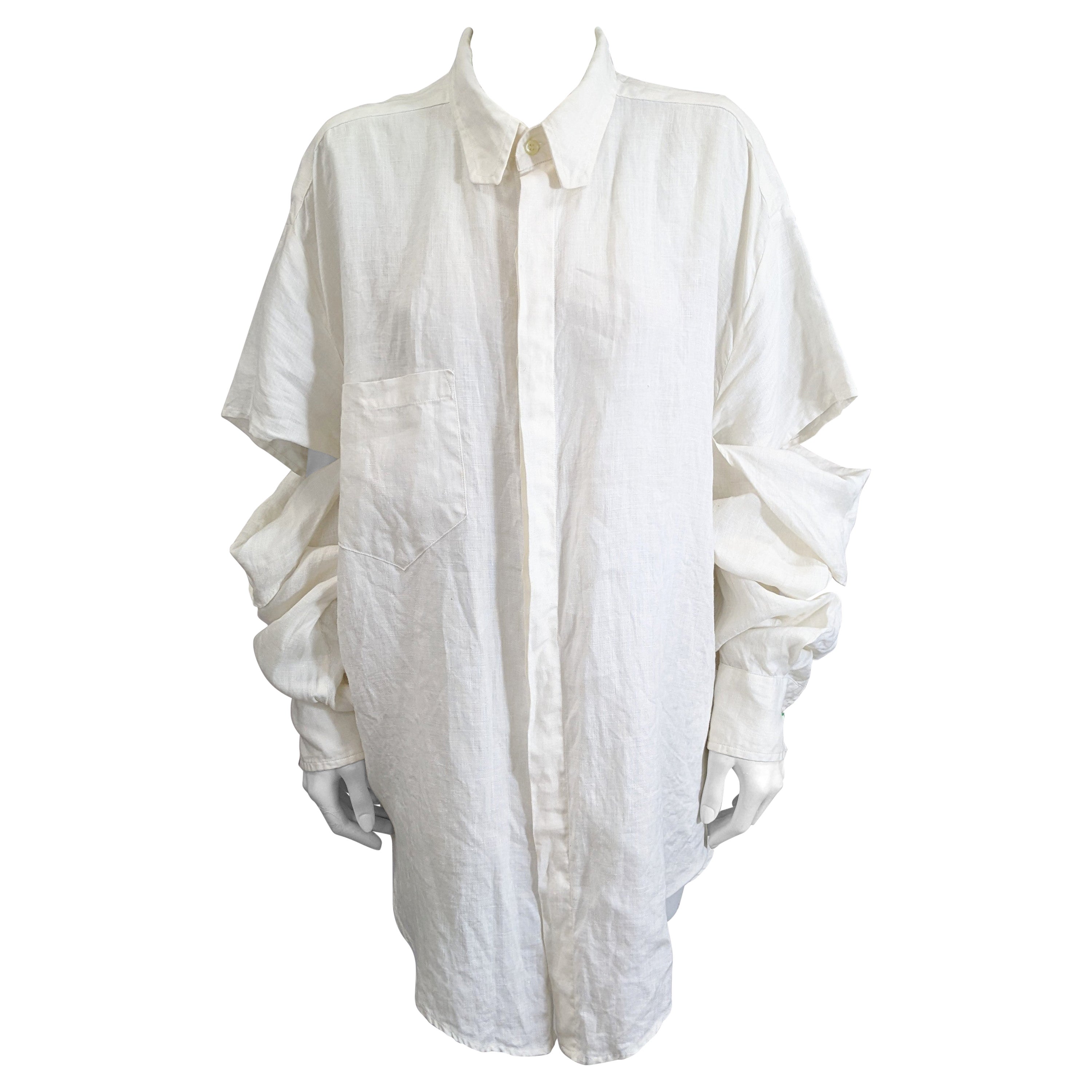 Men's Linen Double Sleeve Club Shirt, 1980's Susanne Bartsch For Sale
