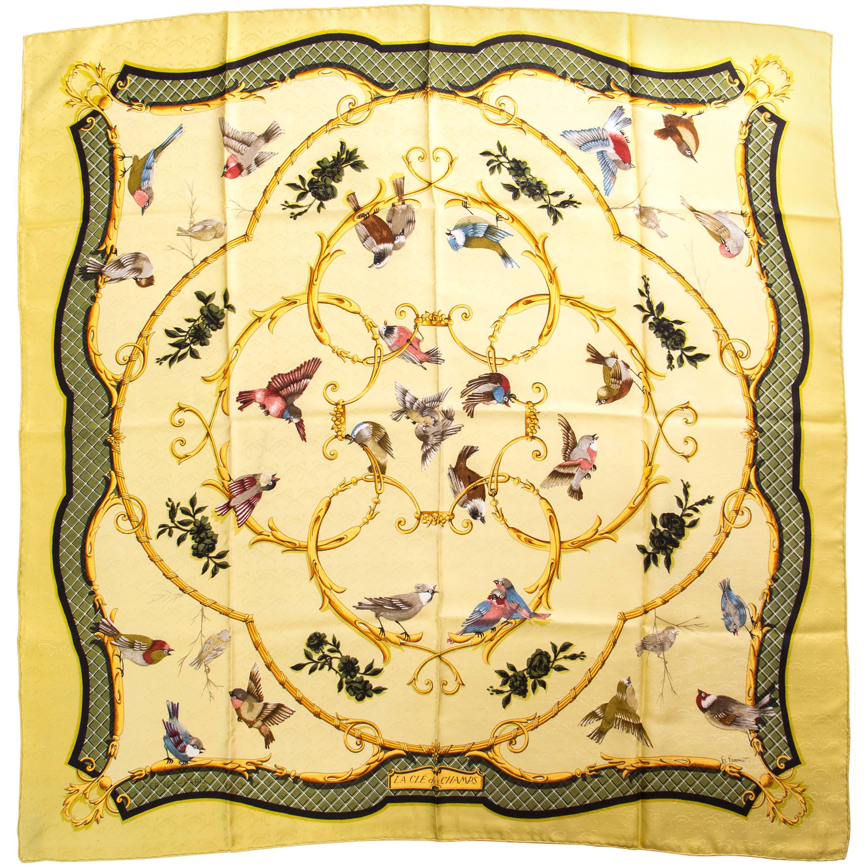 Rare Mid-Century "La Clé des Champs" Hermés Silk Scarf