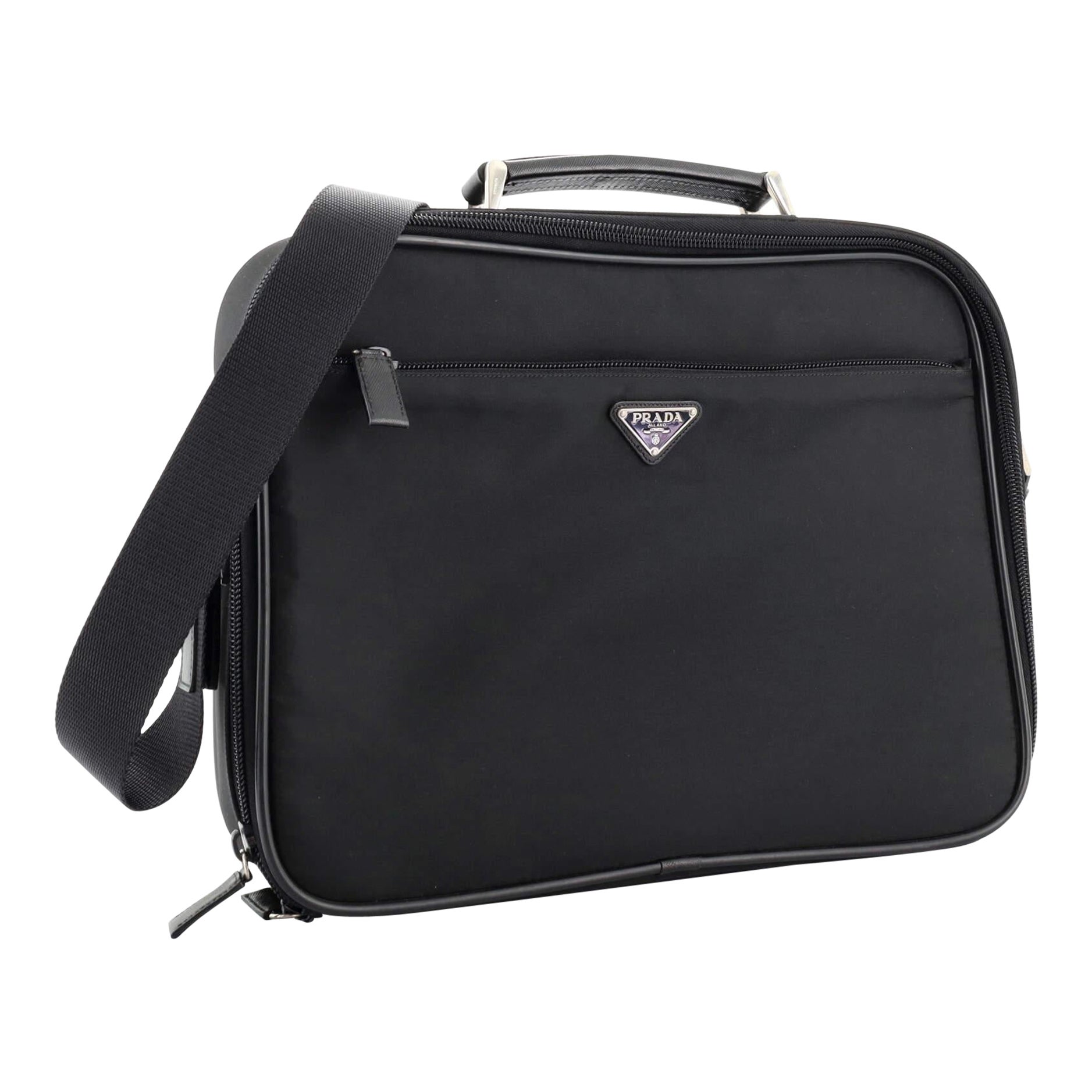 Prada Men's Black Nylon Briefcase For Sale at 1stDibs prada nylon