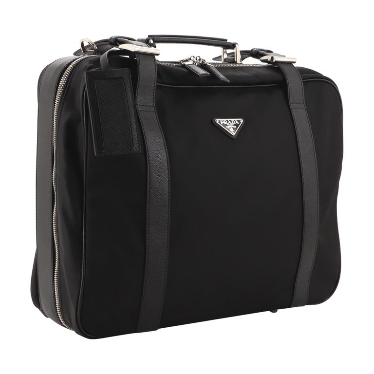 Prada Convertible Buckle Suitcase Tessuto and Saffiano Leather For Sale