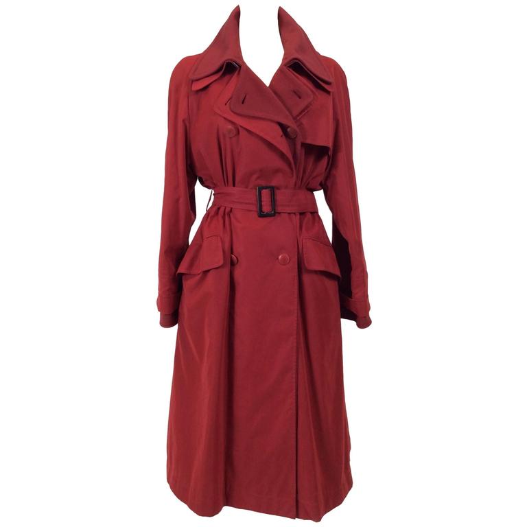 1990s Hermès Magenta Cashmere Trench Coat 2 pc at 1stDibs