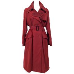 1990s Hermès Magenta Cashmere Trench Coat 2 pc