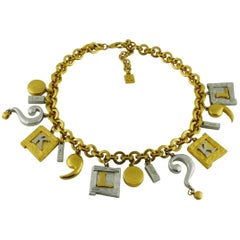 Karl Lagerfeld Vintage Two Tone Charm Necklace