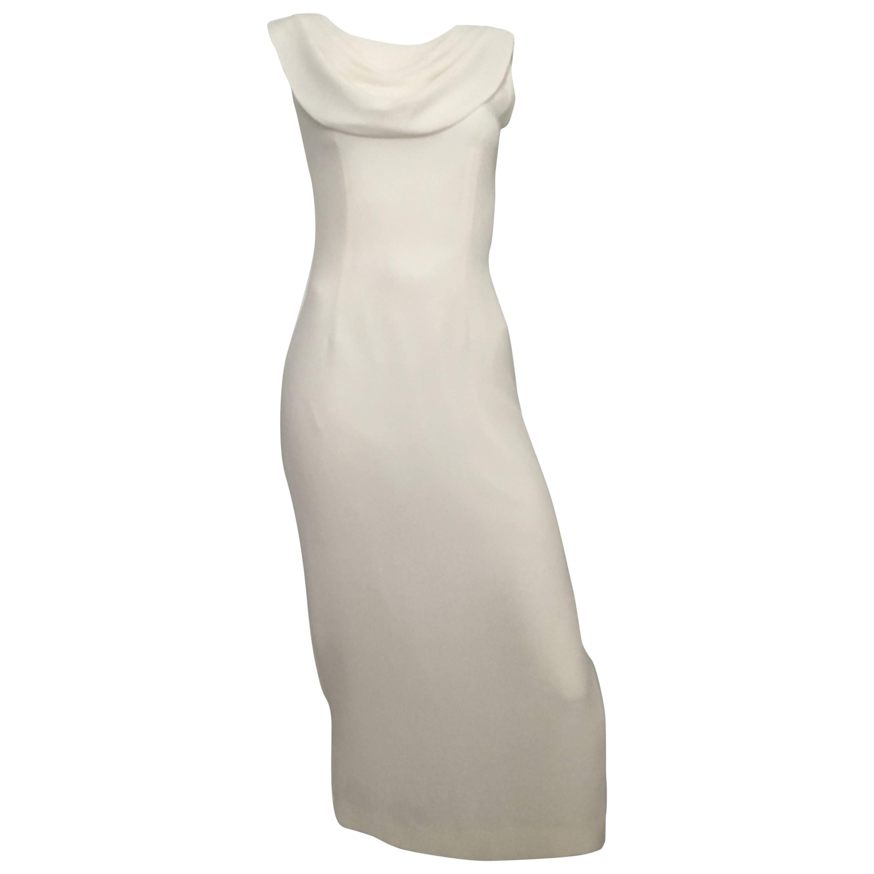 Scaasi Off White Long Sheath Evening Dress Size 4.
